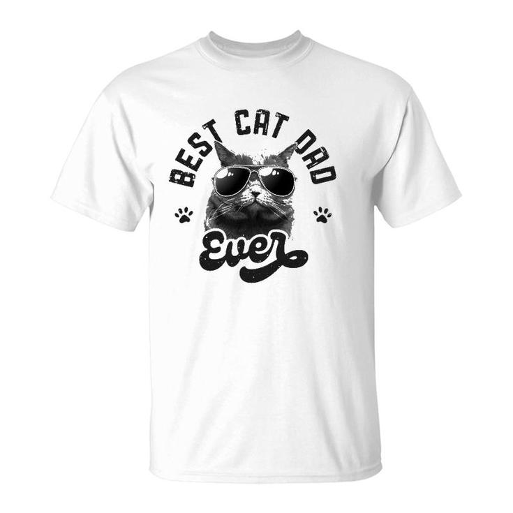 Best Cat Dad Ever Funny Daddy Fathers Day Retro Vintage Men T-Shirt