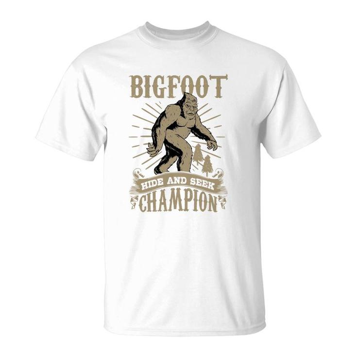 Bigfoot Hide Seek Champion Men Women Sasquatch Tee T-Shirt