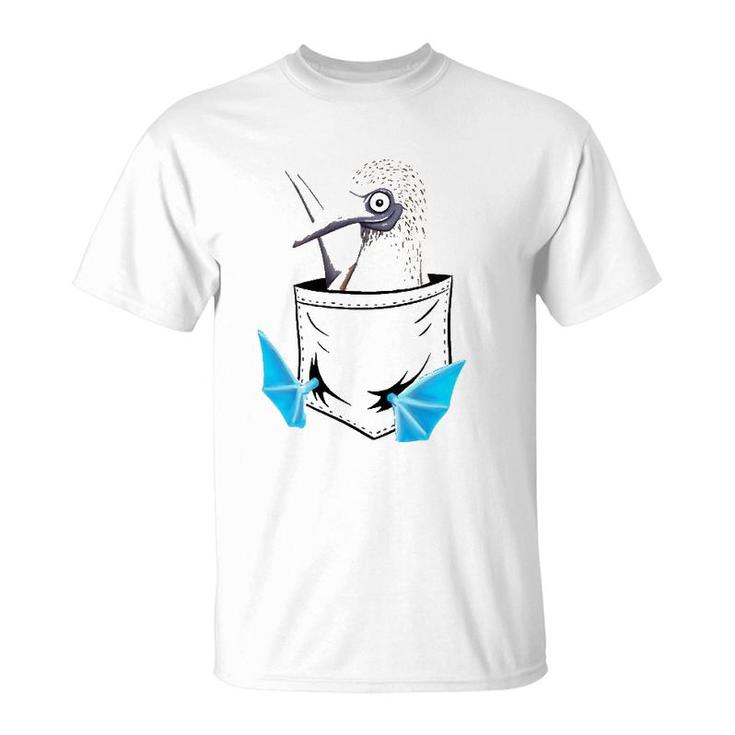 Bird Drawing Fancy Blue Footed Booby In Pocket T-shirt