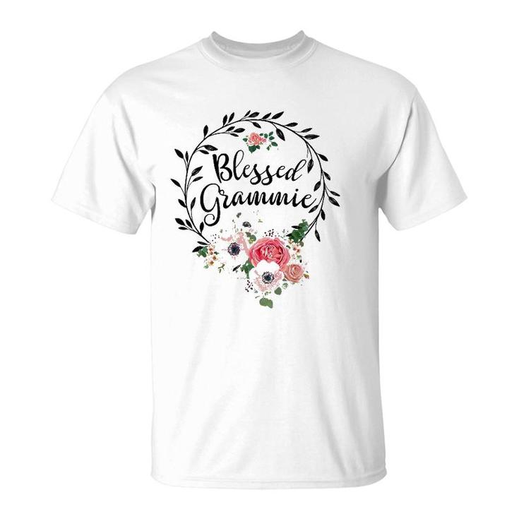 Blessed Grammie  For Women Flower Decor Grandma T-Shirt