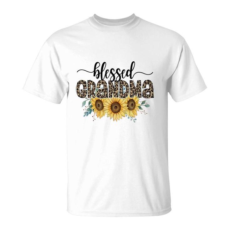 Blessed Grandma Sunflower Leopard Vintage Mothers Day T-Shirt