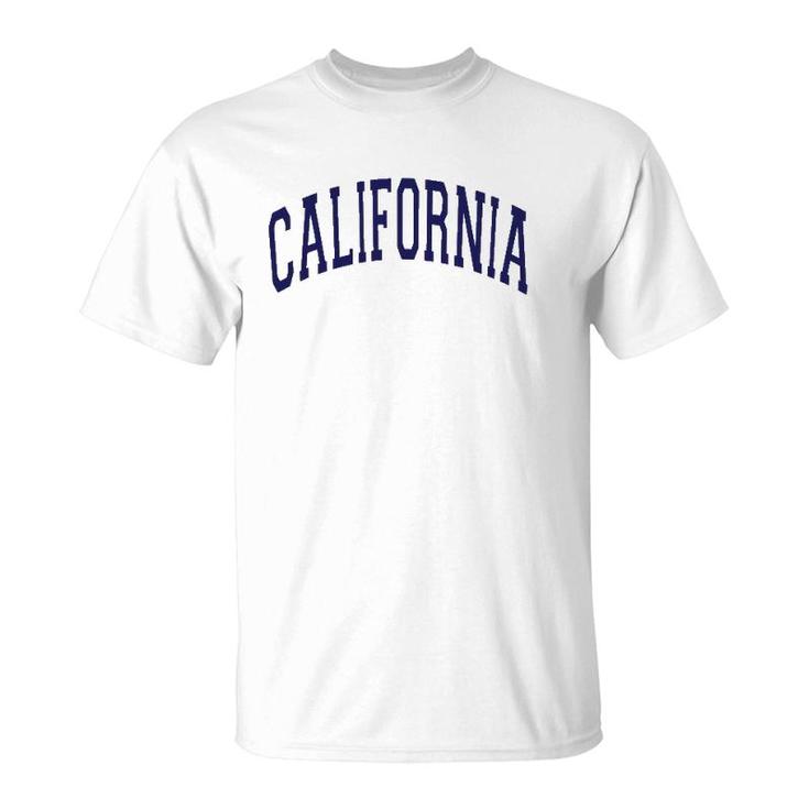 California Varsity Style Navy Blue Text T-Shirt