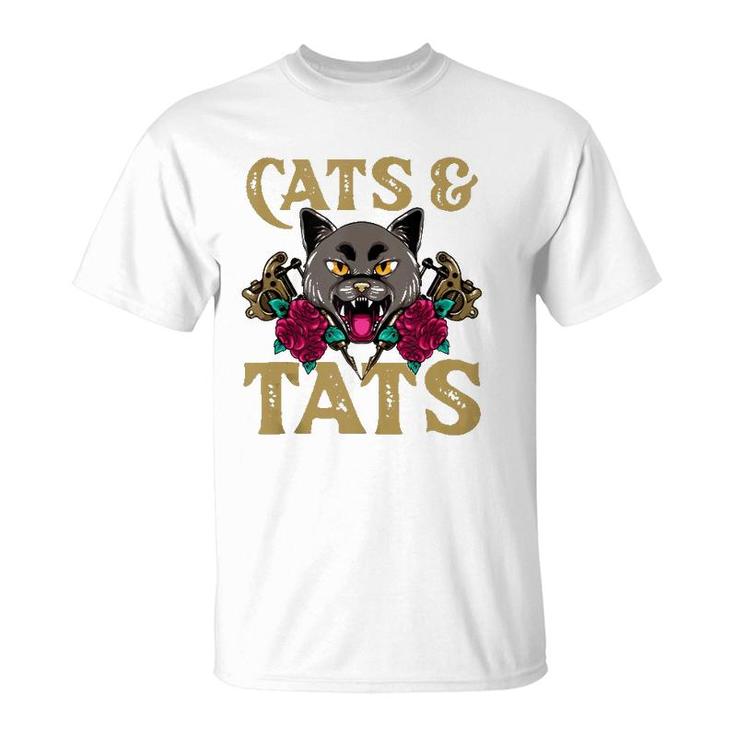 Cats And Tats  Funny Ink Tattoo Gun Cat Lover Gift  T-Shirt