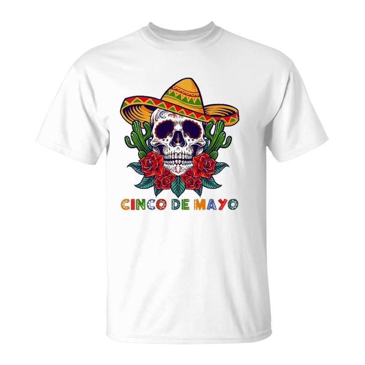 Cinco De Mayo Mexican Cross Sunglasses Skull Mustache T-Shirt