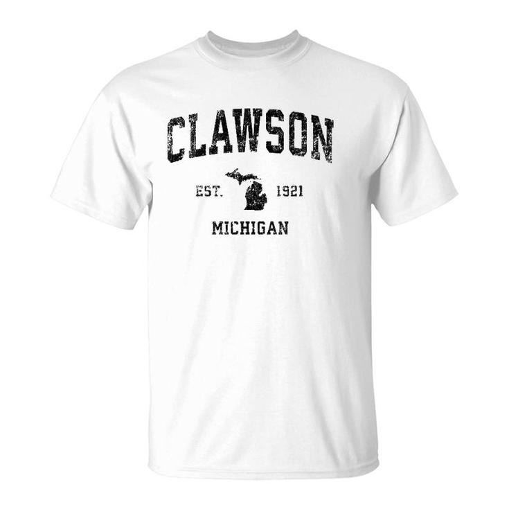 Clawson Michigan Mi Vintage Sports Design Black Print T-Shirt