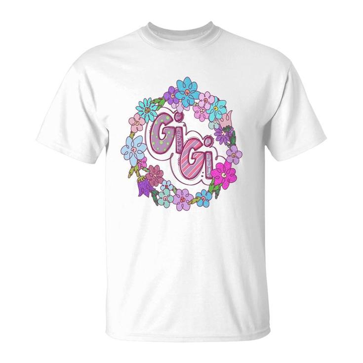 Colorful Flower Custiom Gigi Grandma Idea New T-Shirt
