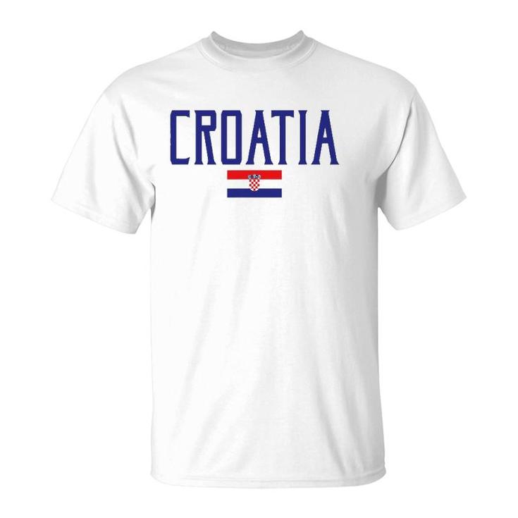 Croatia Flag Vintage Blue Text T-Shirt