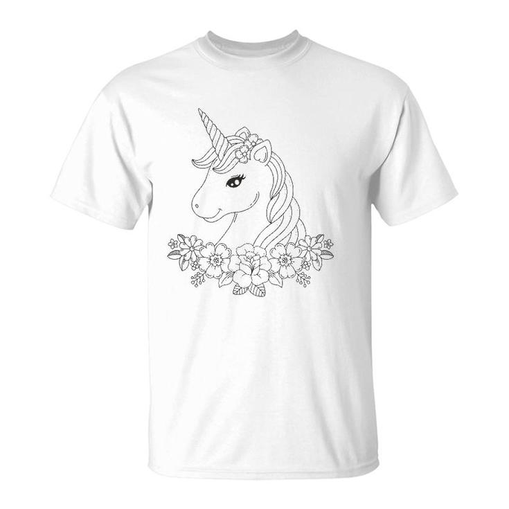 Cute Unicorn To Paint And Color In For Children T-Shirt