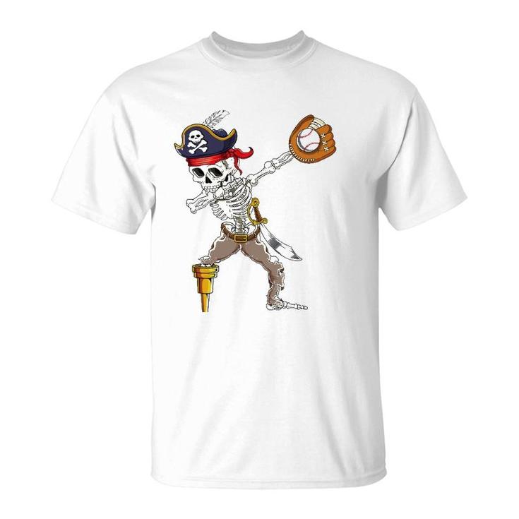 Dab Skeleton  Dabbing Skeleton Pirate Baseball T-Shirt