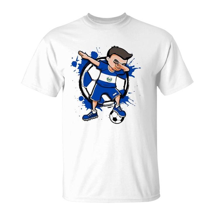 Dabbing Soccer Boy El Salvador Football Lovers Jersey Flag T-Shirt
