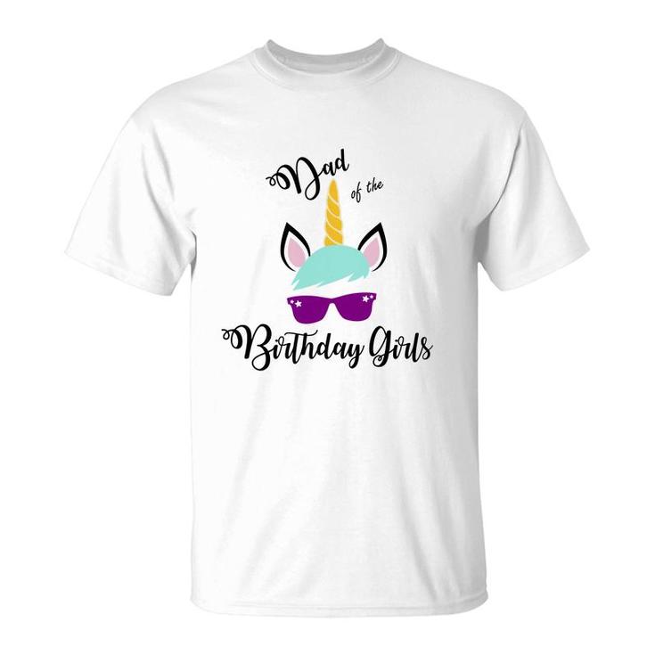 Dad Of The Birthday Girls Featured As A Cool Unicorn T-Shirt