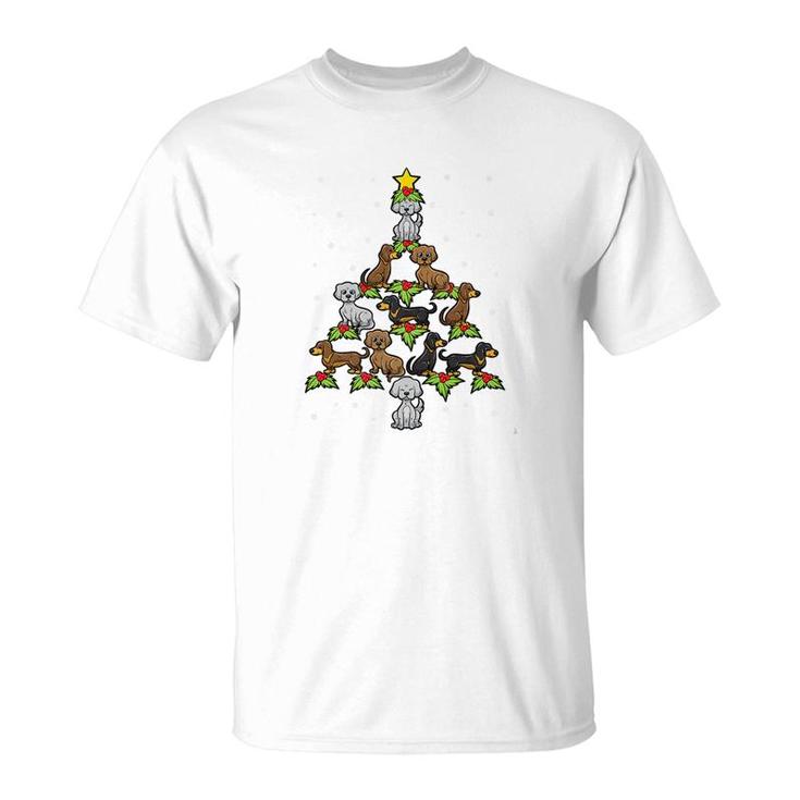 Dog Christmas Tree Holly Mistletoe Star Birth Jesus Savior T-Shirt