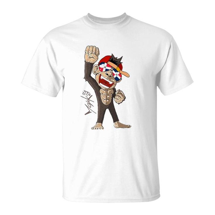 Dominican Republic Flag - Cheering Monkey - Fan T-Shirt