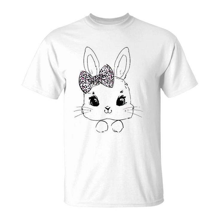 Easter Bunny Leopard Bow Tie Easter Day Women Girls Kids T-Shirt