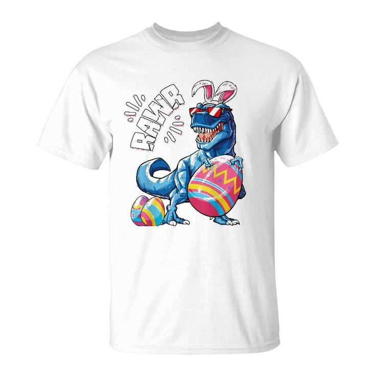 Easter Dinosaurrex Eggs Boys Girls Rawr Bunny Ears Funny T-Shirt