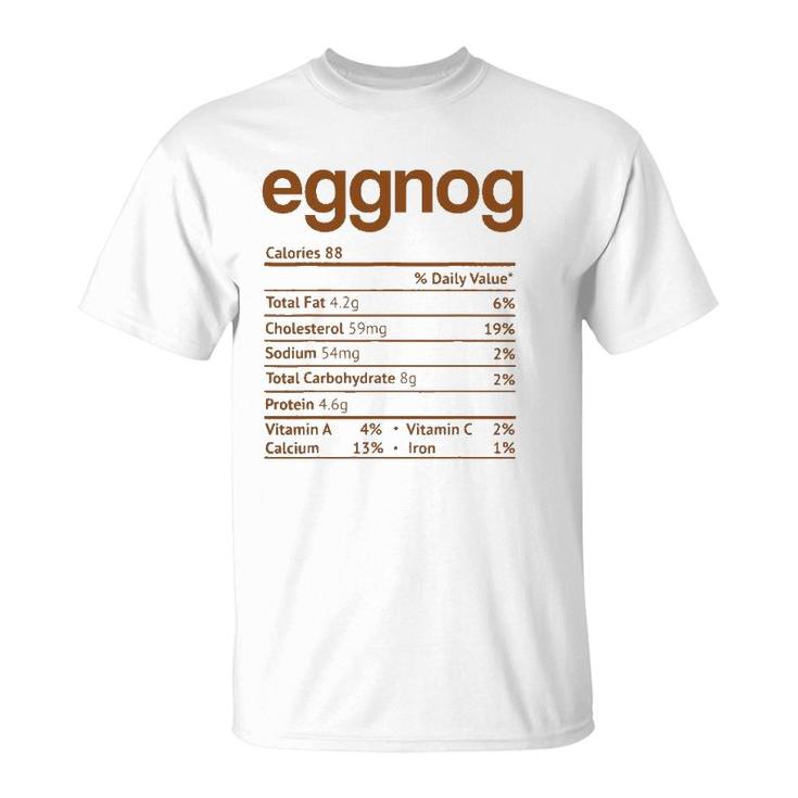 Eggnog Nutrition Facts Funny Thanksgiving Christmas Food T-Shirt