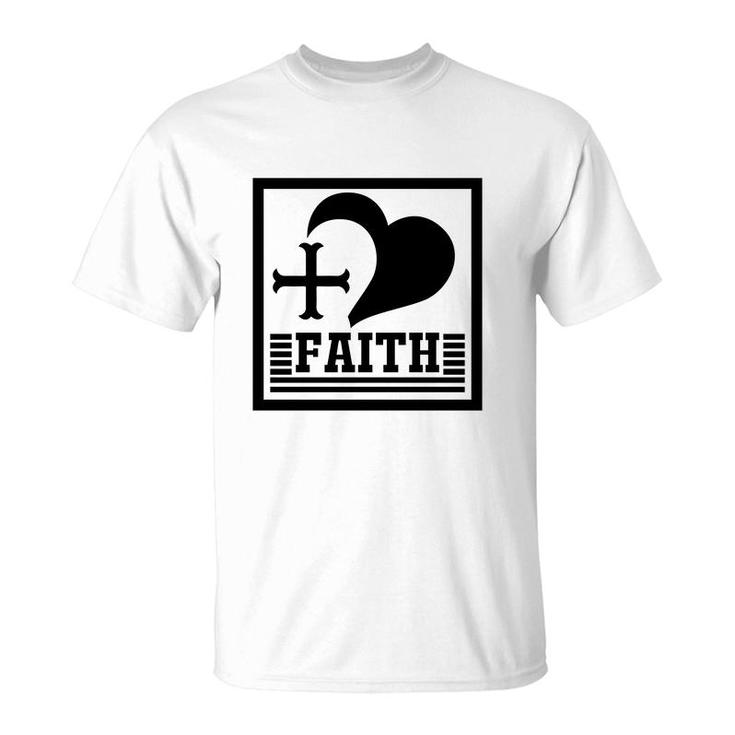 Faith Heart Bible Verse Black Graphic Great Christian T-Shirt