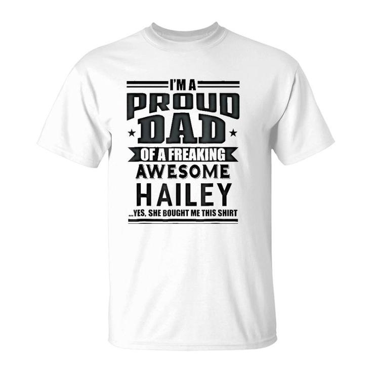 Family Fathers Day Gift Dad Daughter Hailey Name Men T-Shirt