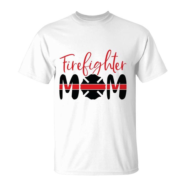Firefighter Mom Red Decor Black Graphic Meaningful T-Shirt