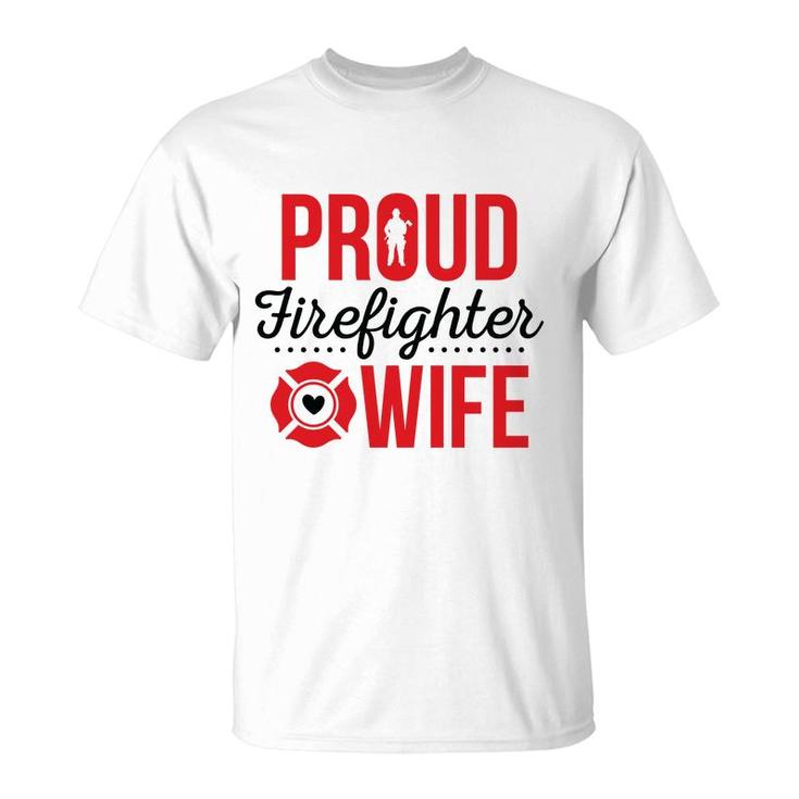 Firefighter Proud Wife Red Black Graphic Meaningful T-Shirt