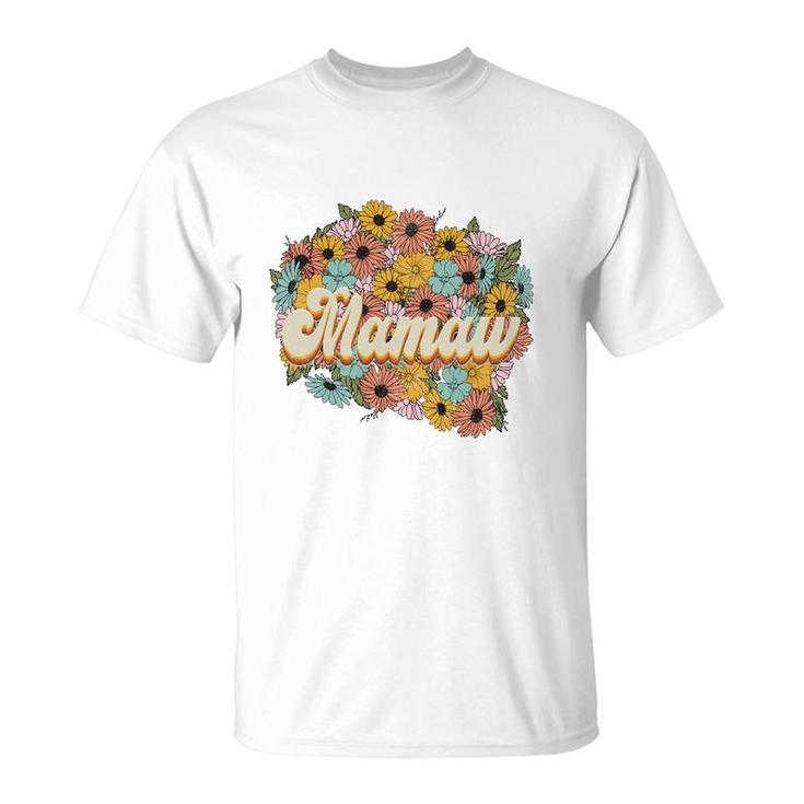 Florals Retro Mamaw Flower Vintage Mothers Day T-Shirt