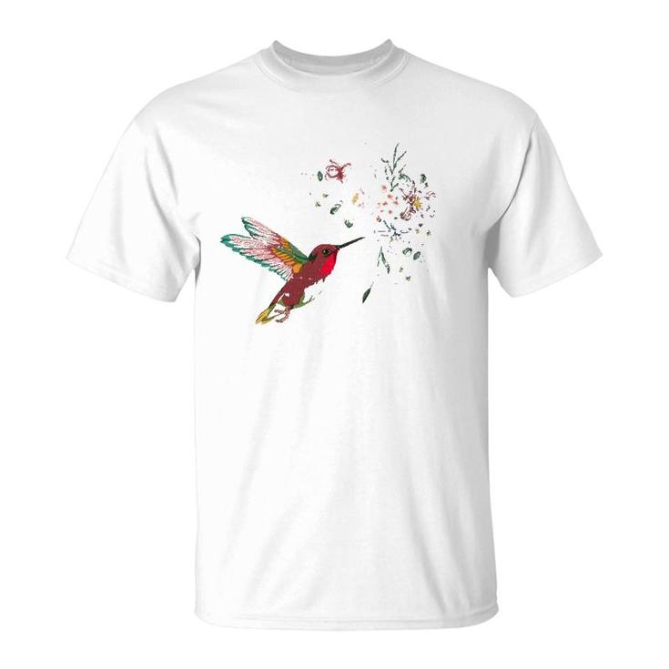 Flowers Hummingbird Lover Vintage Nature Hummingbird T-Shirt