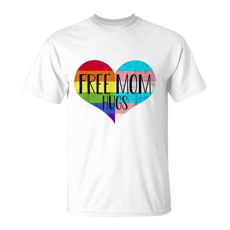 Free Mom Hugs Transgender Rainbow Flag Gay Pride  T-Shirt