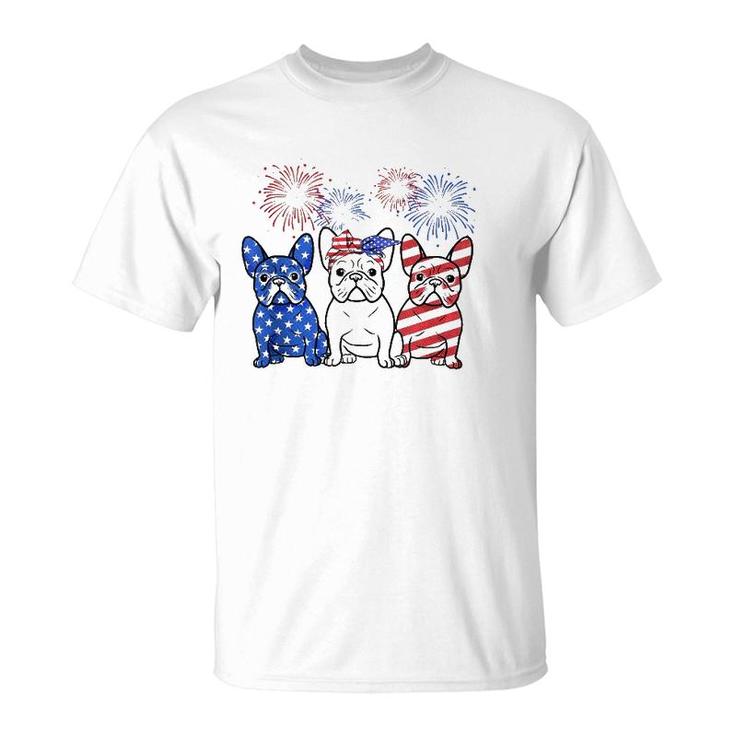 French Bulldog American Flag 4Th Of July Independence Days  T-Shirt