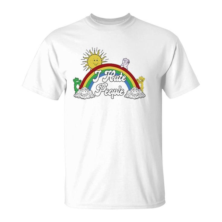 Funny Bear & Rainbow I Hate People T-Shirt