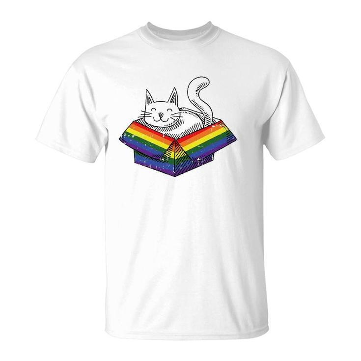 Gay Cat Pride Rainbow Cute Kitten Kitty Proud Lgbt Q Ally T-Shirt