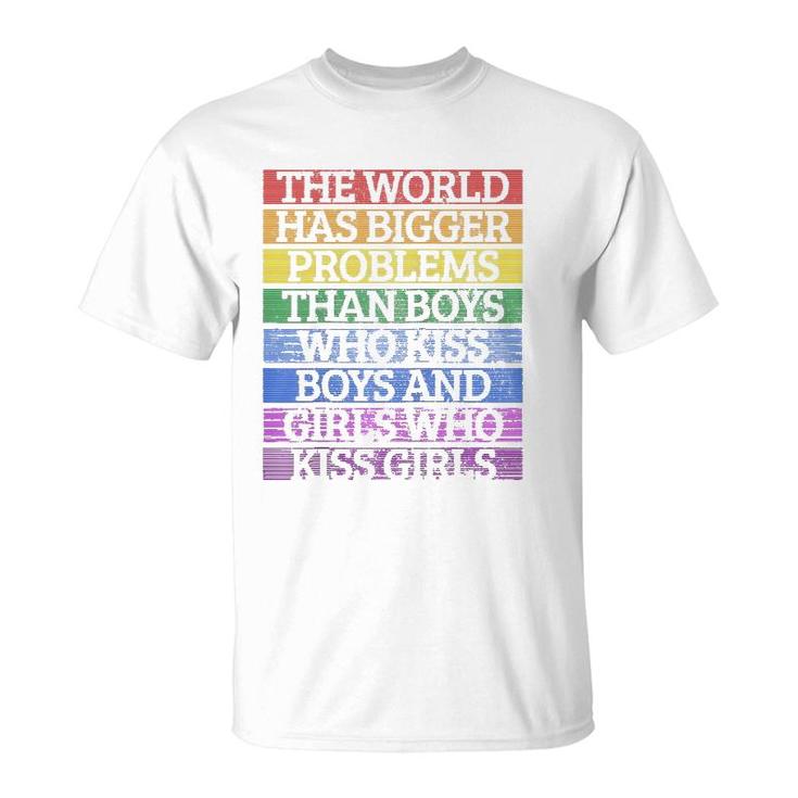 Gay Pride Month Lgbt The World Has Bigger Problems Rainbow Raglan Baseball T-Shirt
