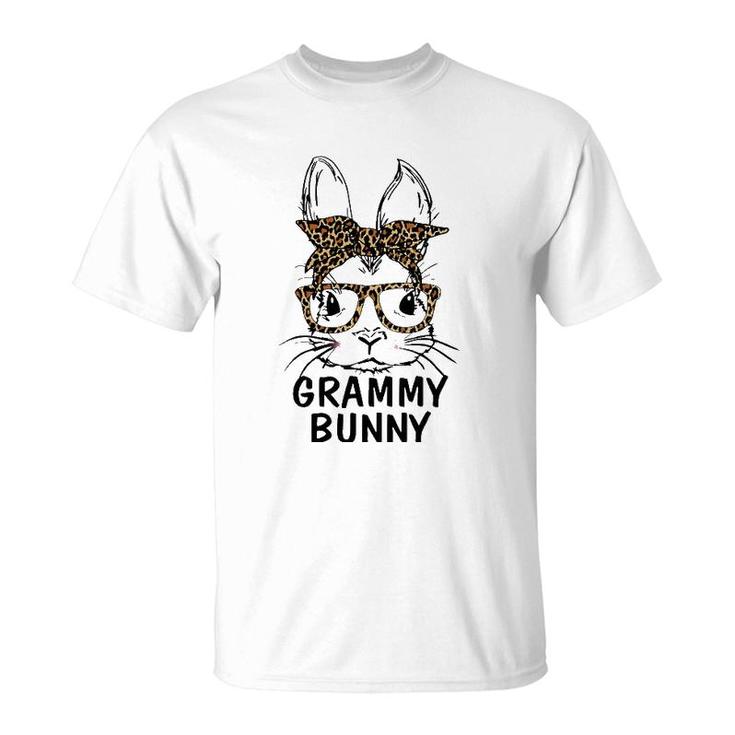 Grammy Bunny Face Leopard Print Glasses Easter Day T-Shirt
