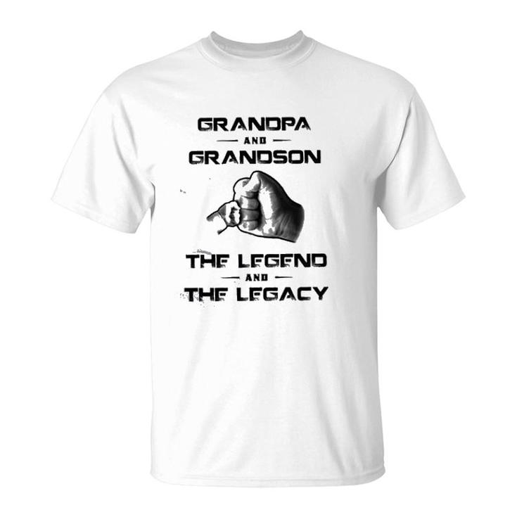 Grandpa And Grandson The Legend And The Legacy Funny New Letters T-Shirt