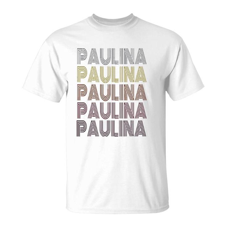 Graphic Tee First Name Paulina Retro Pattern Vintage Style T-Shirt