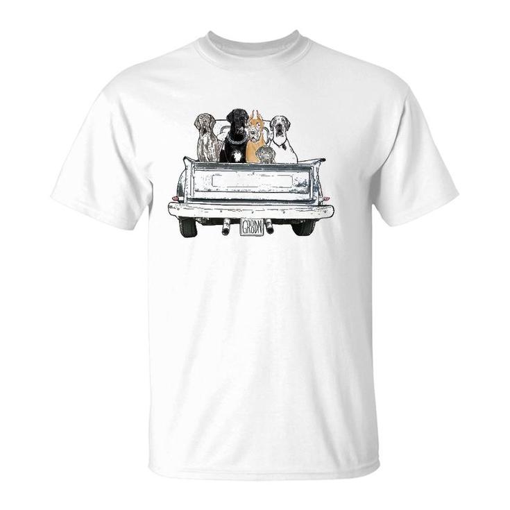 Great Danes In A Pickup Truck Top For Men - Large Dog Dad T-Shirt