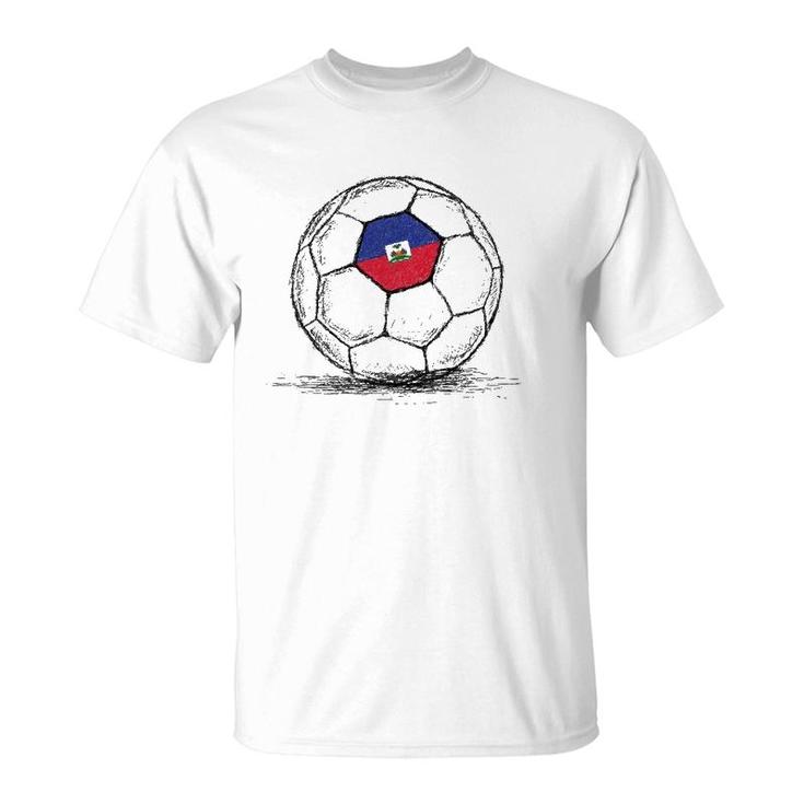Haiti Haitian Flag Design On Soccer Ball T-Shirt