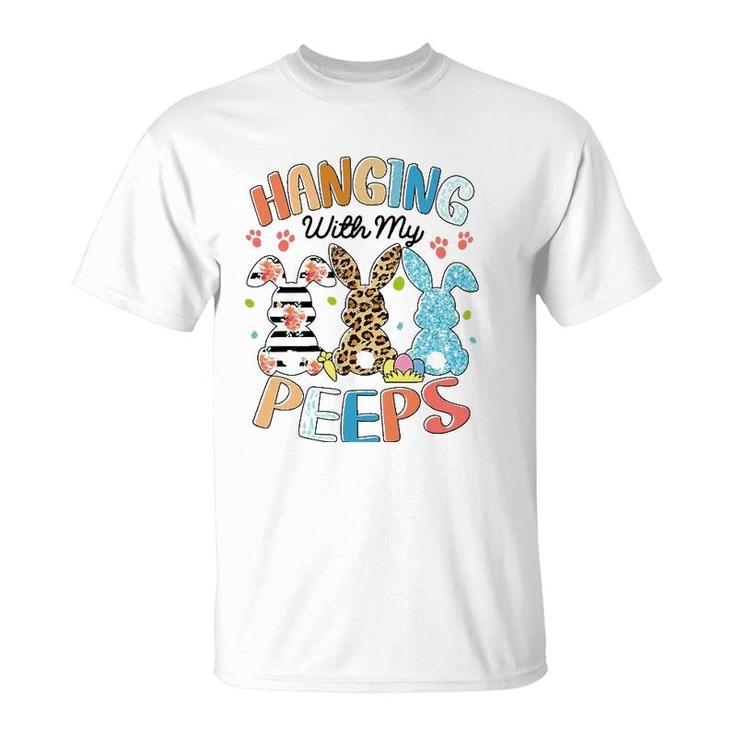 Hanging With My Peeps Rabbit Lover Easter Day Leopard T-Shirt