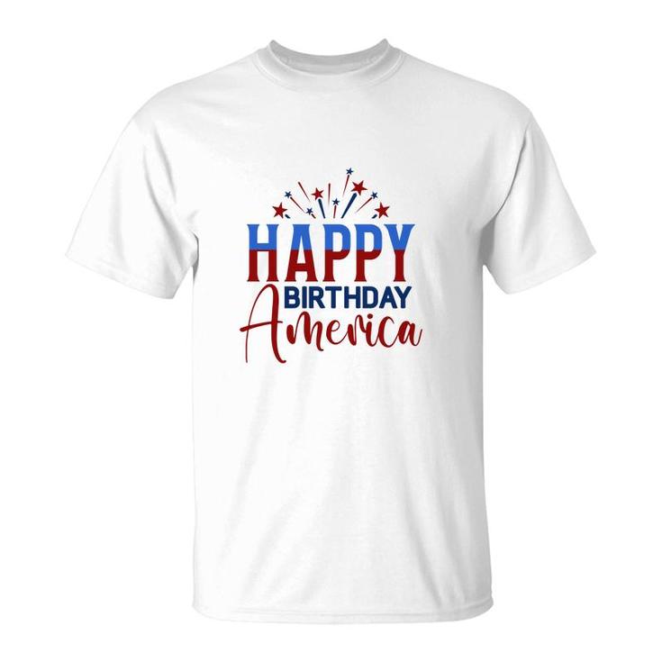 Happy Birthday America July Independence Day Red Blue 2022 T-Shirt