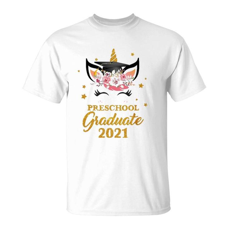 Happy Graduation Preschool Graduate Floral Unicorn Cute T-Shirt