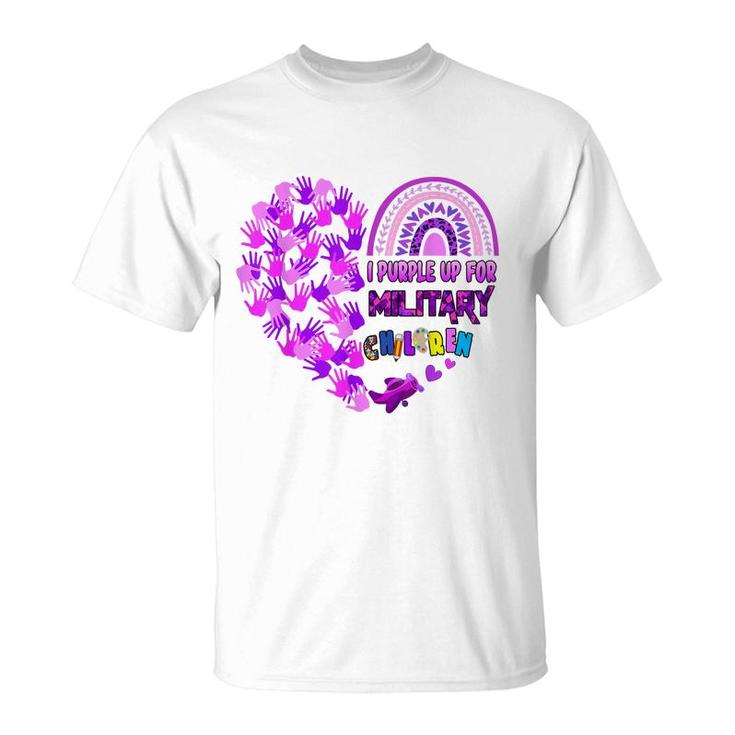 Heart Military Child Month - Purple Up For Military Kids  T-Shirt