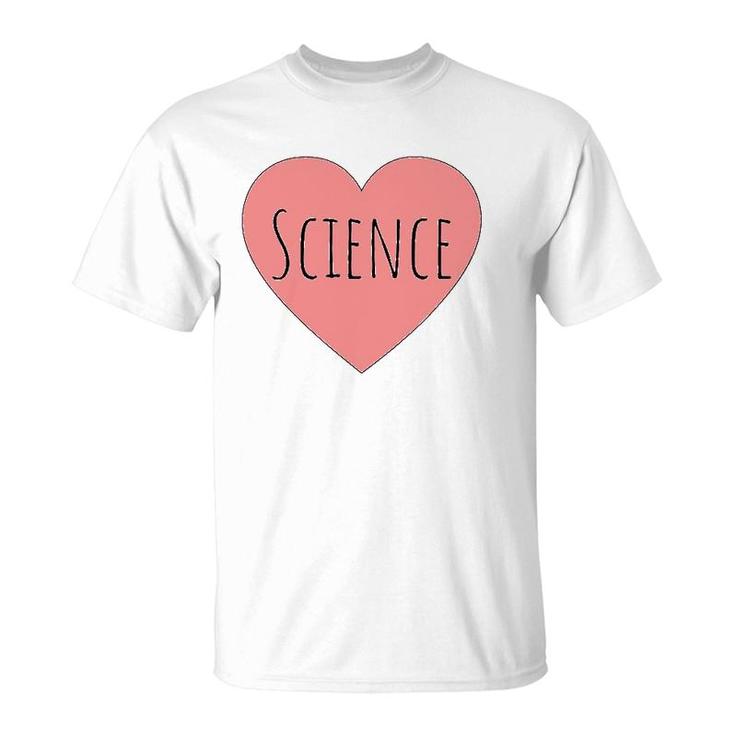 Heart Pastel Pink Valentine Humor Scientists I Love Science T-Shirt