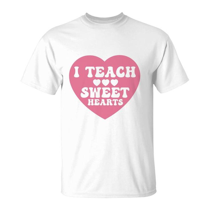 I Teacher Sweet Hearts Pink Great Graphic T-Shirt