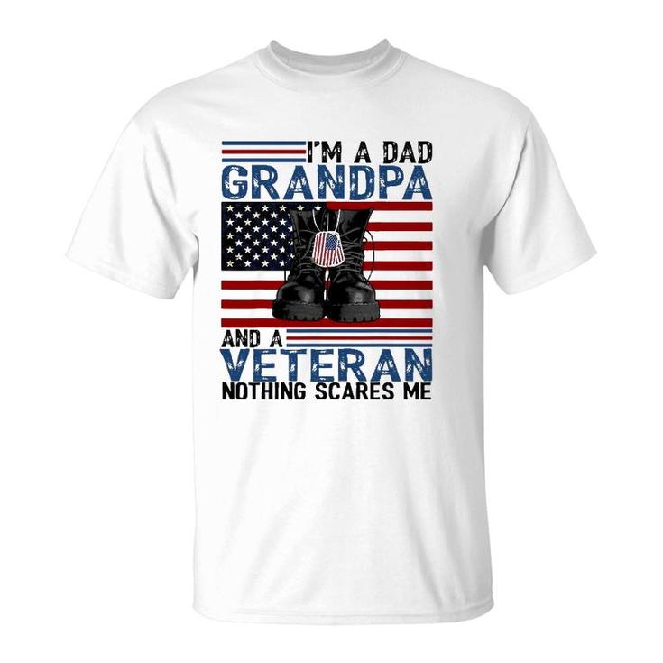 Im A Dad Grandpa And A Veteran  Flag Usa Fathers Day T-Shirt