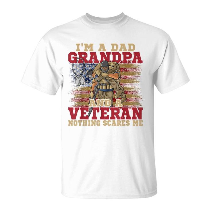Im A Dad Grandpa And A Veteran Usa Flag 4Th Of July  T-Shirt