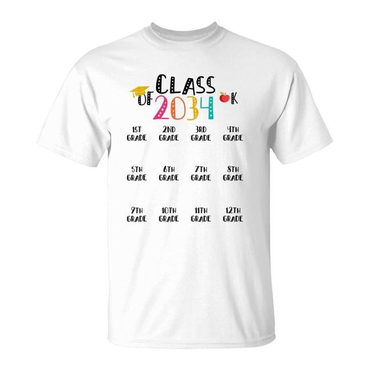 K -12Th Grade Hand Prints Space Graduation Class Of 2034  T-Shirt