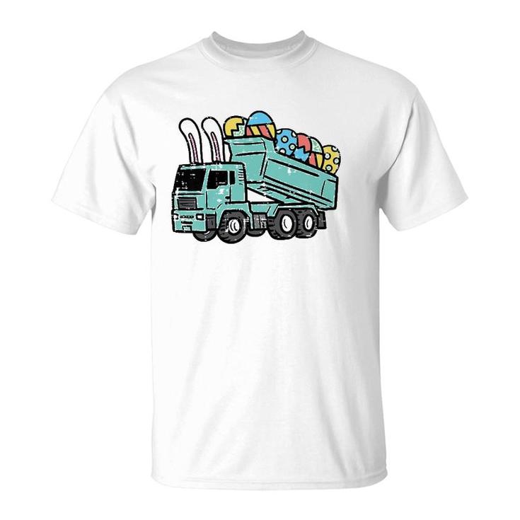 Kids Easter Eggs On Dump Truck Bunny Cute Boys Kids Toddler T-Shirt