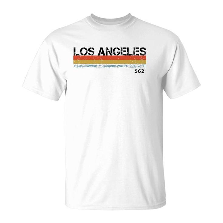 La Los Angeles Area Code Vintage Retro Stripes T-Shirt