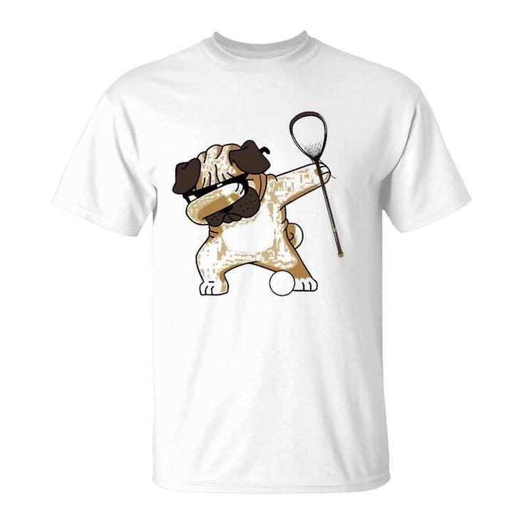 Lacrosse Dabbing Pug Dab Dog Lax Gift Tee T-Shirt