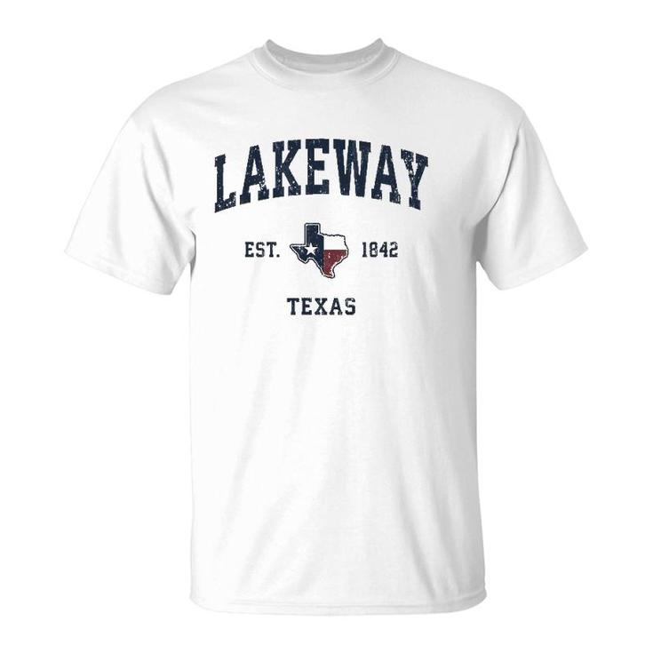 Lakeway Texas Tx Vintage State Flag Sports Navy Design T-Shirt