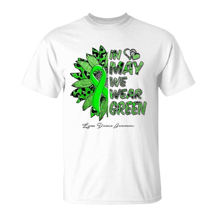 Leopard Daisy In May We Wear Green Lyme Disease Awareness  T-Shirt